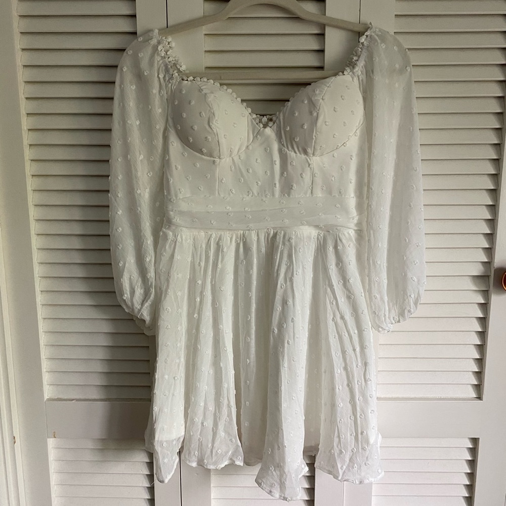 dainty white mini dress